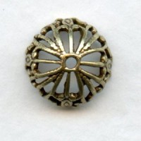Round Filigree Victorian Style Bead Caps Oxidized Brass (6)