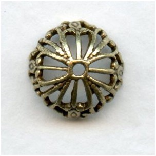 Round Filigree Victorian Style Bead Caps Oxidized Brass (12)