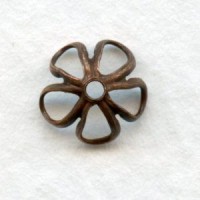 Retro Flower Power Bead Caps 7.5mm Oxidized Copper (24)