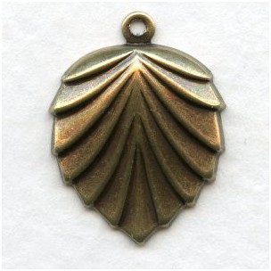 Shell or Fan Shape with Loop Oxidized Brass