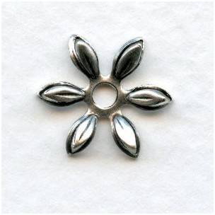 Cut Out Detail Petals Flower Bead Caps Oxidized Silver (12)