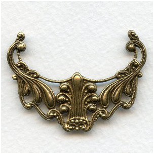 Victorian Filigree Focal Connector Oxidized Brass 48mm (1)