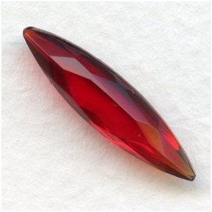 Ruby Glass Navette Jewelry Stones 24x6mm