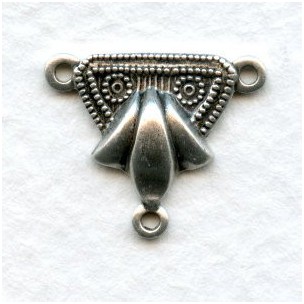 Ornate Three Loop Connectors Oxidized Silver (12)
