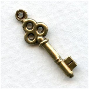 Steampunk Inspired Key Oxidized Brass 24mm (6)