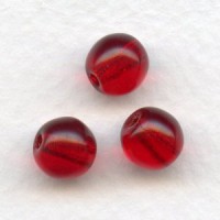 Smooth European Glass Druk Beads Siam or Ruby 8mm