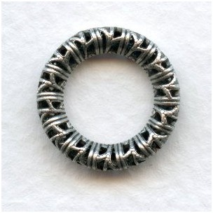 Filigree Ring 17mm Link Connectors Oxidized Silver (3)