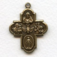 Solid Oxidized Brass Cruciform Catholic Medal Splendid!