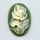 ^Cameos Ivory Rose on Green Background 25x18mm