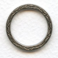 Decorative 25mm Circle Connectors Oxidized Silver (6)