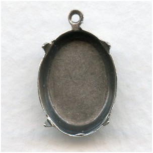 Closed Back Settings Oxidized Silver 18x13mm (6)