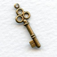 Key Charms Oxidized Brass 23x8mm (6)
