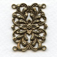 Floral Connector 4 Loop Bracelet Links Oxidized Brass
