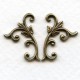 Leafy Sprigs Right and Left Flourishes Oxidized Brass (1 set)