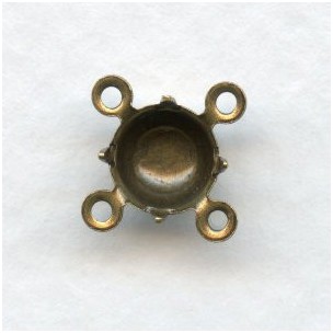 Round 6mm Setting 4 Loop Connector Oxidized Brass (12)