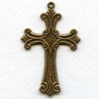 Cross Pendant Oxidized Brass Ornate Style (1)