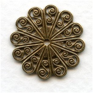 Round Flat Filigree Oxidized Brass 22mm (6)