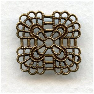 Rounded Square Filigree Connector Oxidized Brass
