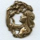 Art Nouveau Girl with Flowers Oxidized Brass 51mm (1)
