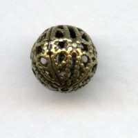 Dramatic Filigree Beads 10mm Round Oxidized Brass