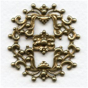 ^Openwork Stamping Frill Oxidized Brass 44mm