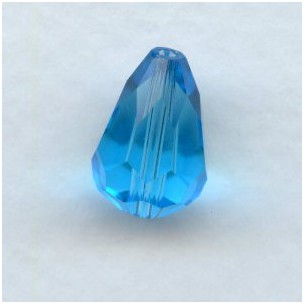 Aqua Machine Cut Glass Pear Shaped Beads 13x9mm