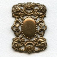 Ornate Openwork Rectangle Stamping Oxidized Brass