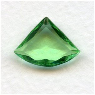 Peridot Glass Fan Shape Jewelry Stones 18x13mm