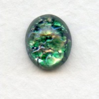 Green Glass Opal Cabochons Handmade 12x10mm