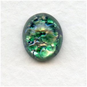 Green Glass Opal Cabochons Handmade 12x10mm