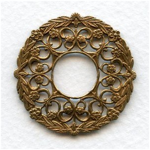 Round Frames Floral Details Oxidized Brass