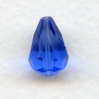 Sapphire Machine Cut Glass Tear Drop Beads 13x9mm (12)