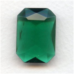 Emerald Glass Octagon Unfoiled Jewelry Stone 25x18mm