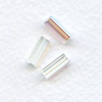 Crystal AB Czech Glass Hex Tube Beads 10x4mm