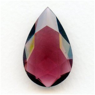 ^Amethyst Glass Pear Shaped Unfoiled Stone 32x20mm (1)
