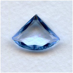 Light Sapphire Glass Fan Shape Stones 18x13mm