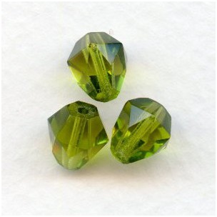 Olivine Bell Shape Faceted Glass Beads 9x8mm