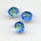 Lime and Light Blue Glass Faceted Beads Round 8mm