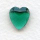 ^Emerald Glass Heart-Shape Stones Unfoiled 12x11mm