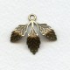 Leaf Cluster with Loop Oxidized Brass 28x23mm (6)