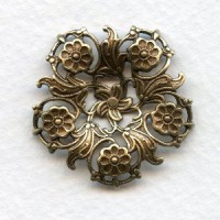 Flowers and Filigree Round Connector Oxidized Brass (3)