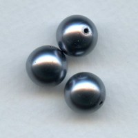 Dark Grey Czech Glass Pearls 10mm