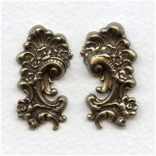 Victorian Detail Flourishes Right and Left Oxidized Brass