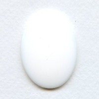 ^White Glass Cabochon Oval Buff-Top 40x30mm