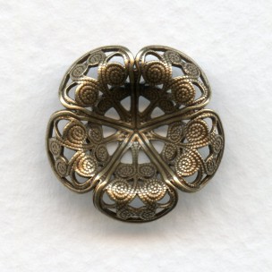 Filigree Flowers with 6mm Well Oxidized Brass (2)