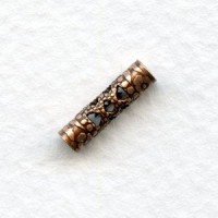 Filigree Spacer Tubes 13mm Oxidized Copper (12)