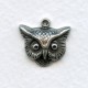 Owl Head Charms Oxidized Silver 16mm (3)