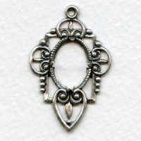 Elegant Openwork Edge 14x10mm Oxidized Silver (1)