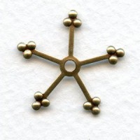 Beaded Tip Petals or Prongs Oxidized Brass 23mm (6)