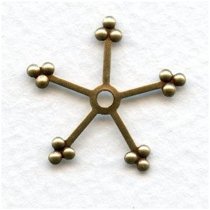 Beaded Tip Petals or Prongs Oxidized Brass 23mm (6)